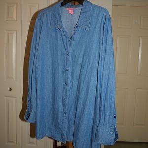 Plus Size 1x Women's Chambray Blouse